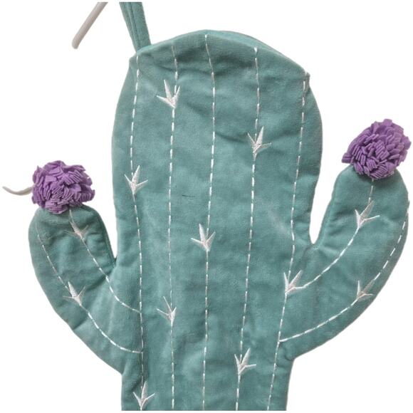 Lucky Star Green Velour Cactus Stocking Felt Lined 19" Long - Picture 3 of 6